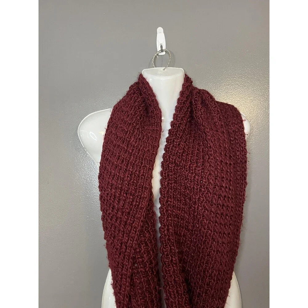 West Loop Scarf Womens One Size Burgundy Chunky Knit Infinity Loop Soft Acrylic